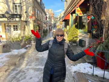 Shopping on Le Petit Champlain in Old Quebec during Christmas